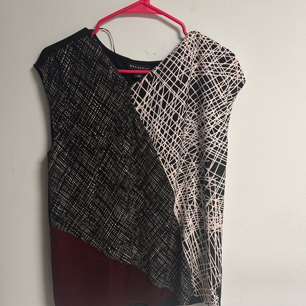 Metaphor Black and White Asymmetrical Dress Casual